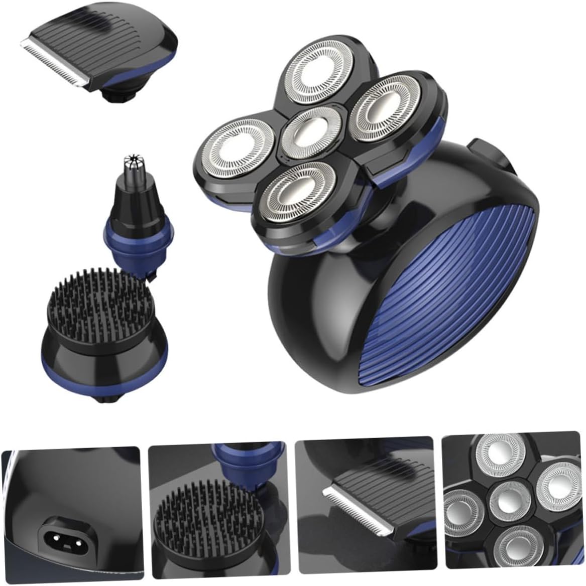 5-in-1 Electric Razor Beard Clippers for Men Waterproof Hair Trimmer USB Charging Suitable for Household Use for Head Shaving and Grooming