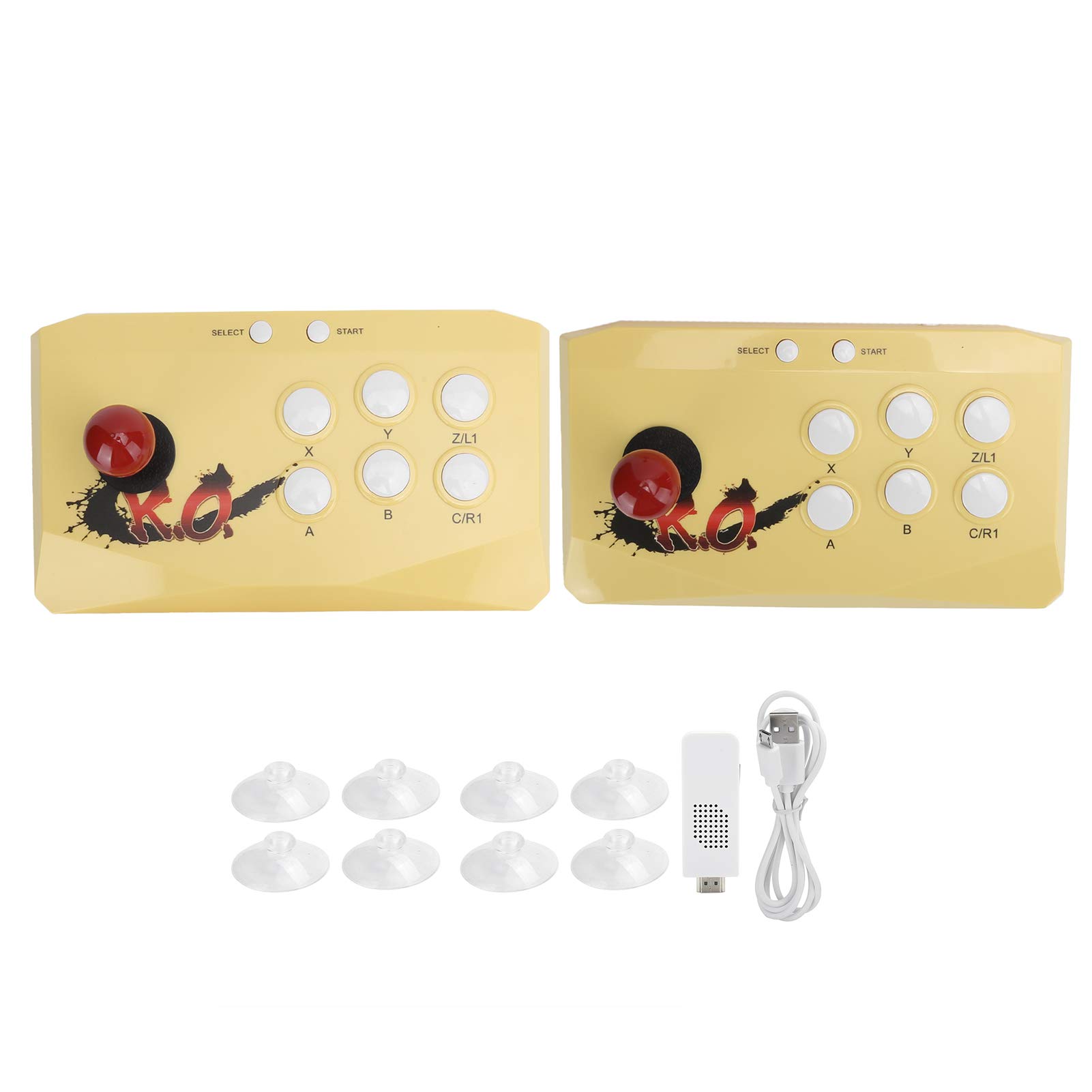 Arcade Fight Stick Joystick - Dual Wireless Fighting Joystick Gamepad para TV Game Console Gaming Fight Stick(Amarillo)