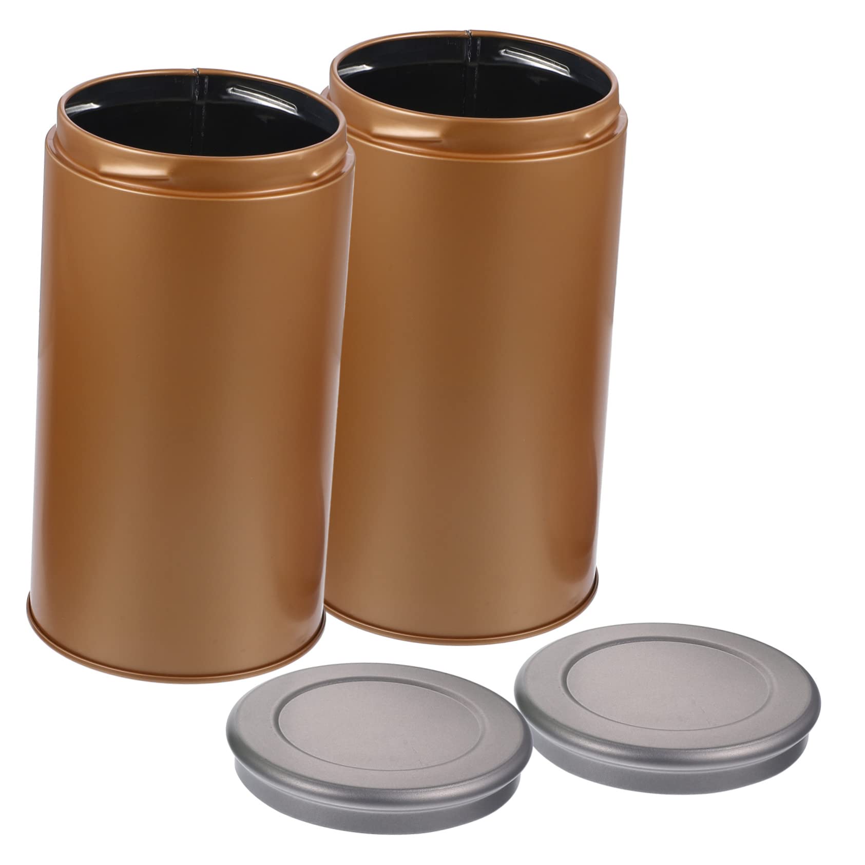 XYIANG 2pcs Tinplate Tea Airtight Tea Tins Coffee Tin Canister Airtight Food Storage Food Containers with Lids Spices Jar Tin Cans with Lids Salt Bottles Organizer Metal (Golden 9X9X15.5CM)