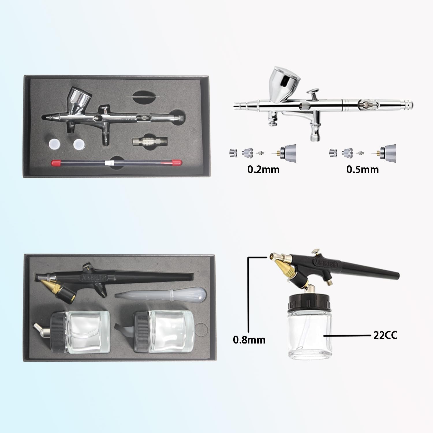ABEST Trousse compresseur aérographes - tuyau à air, support pour aérographe,décoration de gâteau, tatouage temporaire, peinture de passe-temps