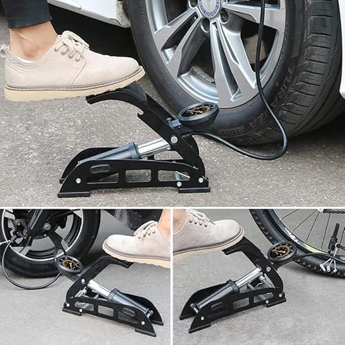 Bike Floor Pump, Portable Bike Tire Pump With Accurate Pressure Gauge And Smart Valves, Bicycle Foot Air Pump Mercury For Cars,Bicycles,Motorcycles, Balls And Other Inflatables #TOP5