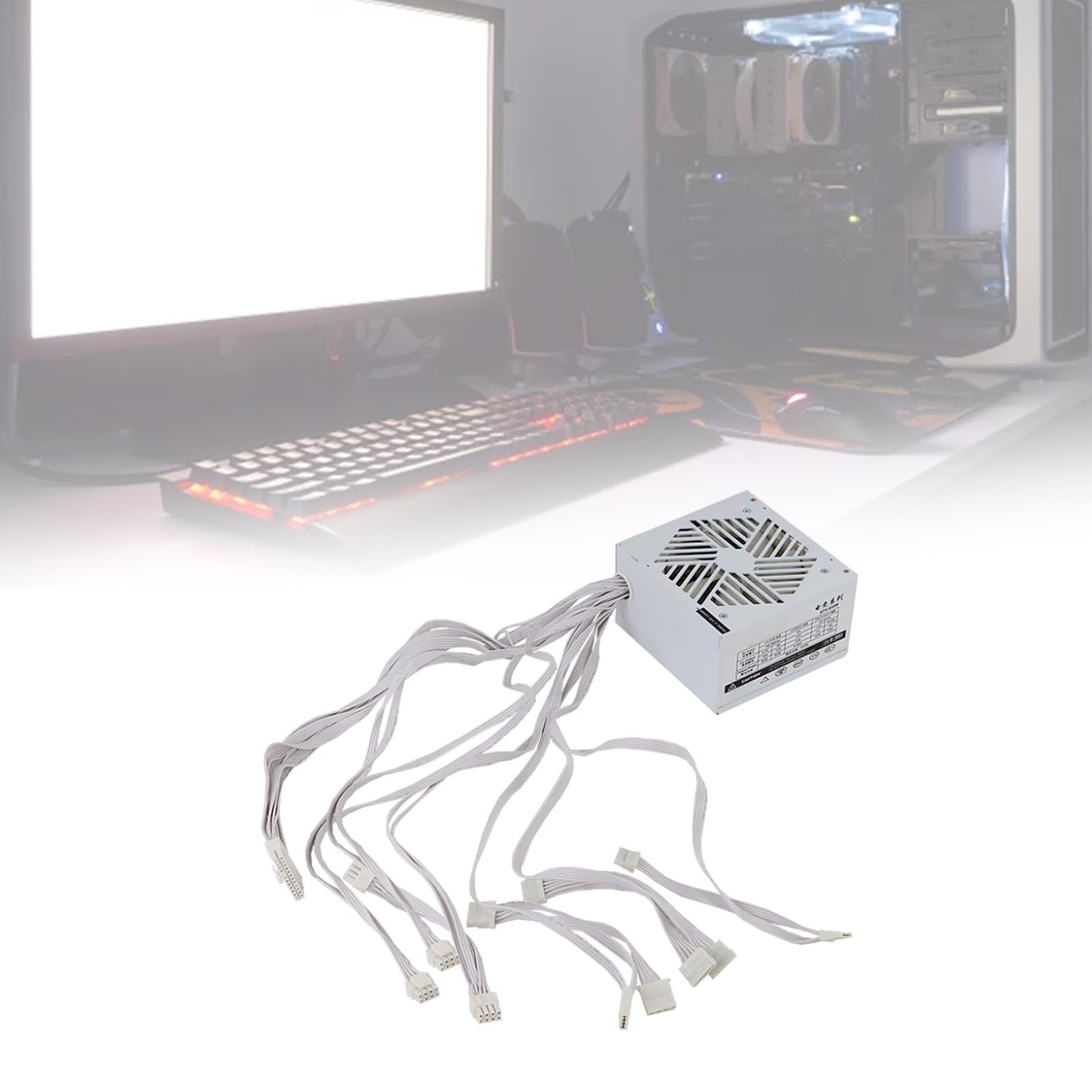 110–264 V, 750 W, für Computer, Videospiele, Computer, Weiß, Netzteil, geräuscharmer Lüfter, Doppel CPU für Gaming Server, leises Lüfter Netzteil