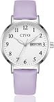 CIVO Ladies Watches for Women Analog: Large Clear Arabic Numerals with Week&Date Dial - Easy Read at a Glance - Leather/Mesh Watch for Daily Wear - Gifts for Women