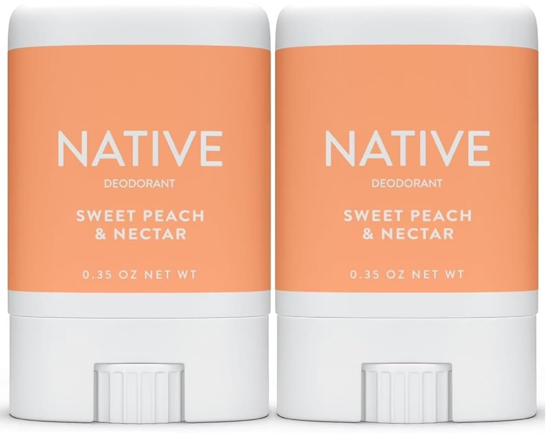 Native Mini Deodorant Sweet Peach & Nectar Travel Size 0.35 oz Variety Pack (2 Piece Set)