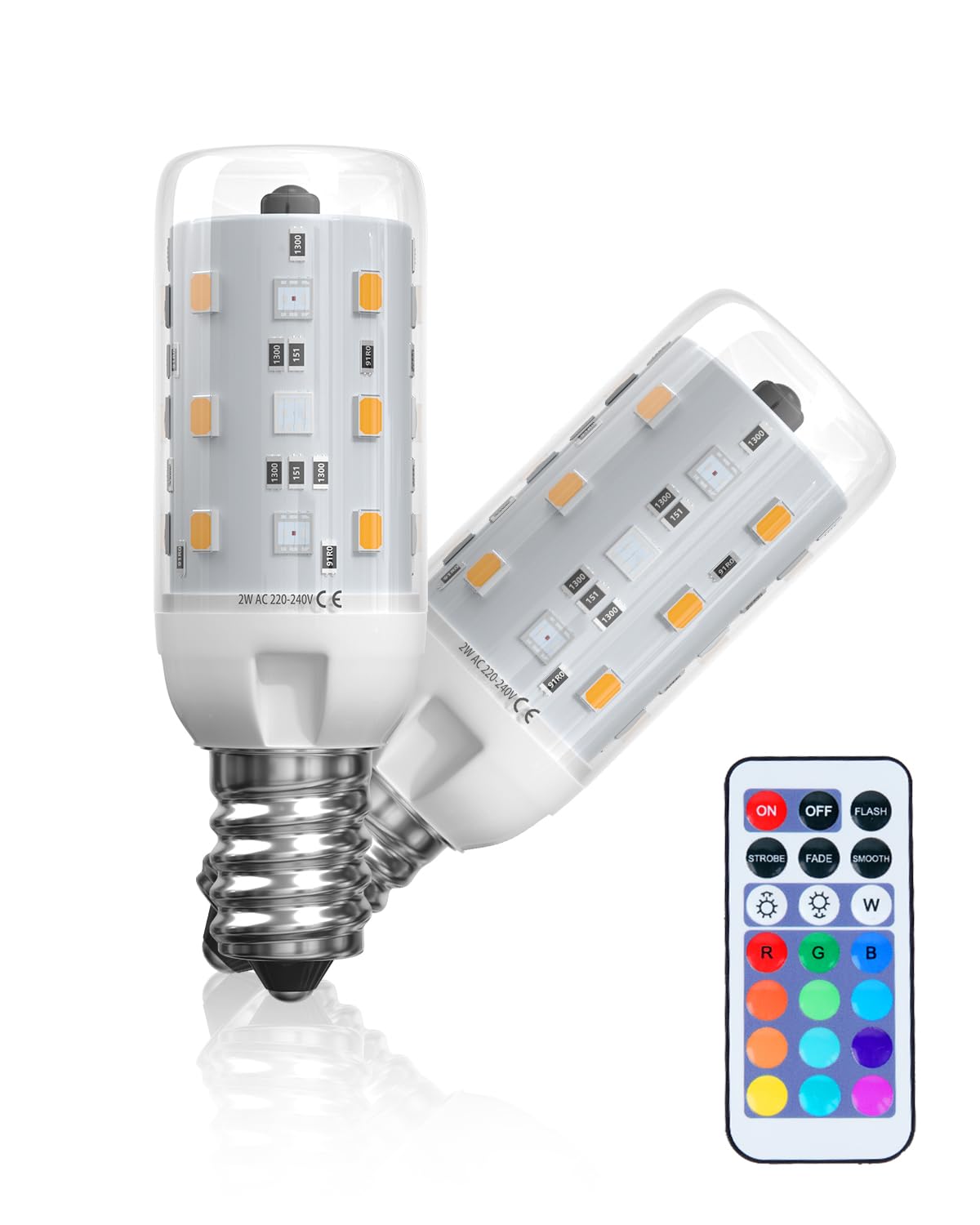 BrightWish E14 Colour Changing LED Light Bulb, RGB Dimmable Smart Bulb with Remote, Warm & Cool White, Memory Function