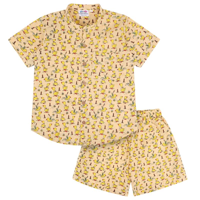Image of superminis Baby Boys Cotton Printed Shirt and Nikkar /Shorts Coordinated Set