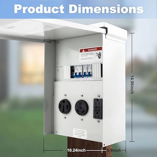 Miniatura 6 de Panel de toma de corriente temporal, con receptáculo de 20, 30, 50 amperios instalado, Tocretoare precableado RV caja de toma de corriente para RV,