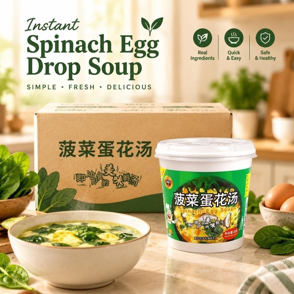 Tazas de sopa de huevo y espinacas, 8 g x 24 unidades