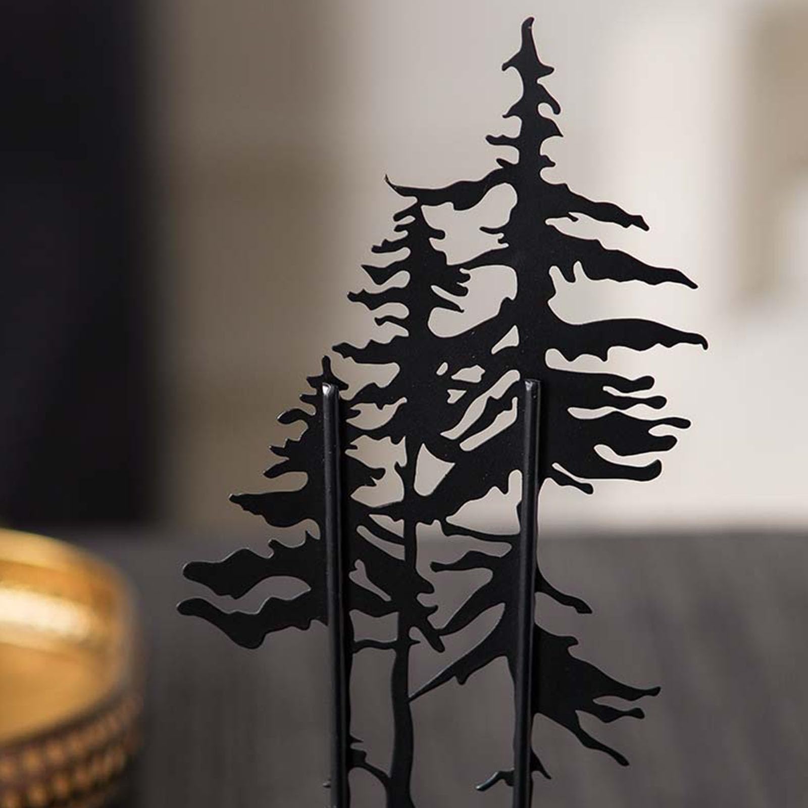 Escultura de árbol de hierro y madera para festivales, decoración de mesa de Navidad, decoración de escritorio, árbol de metal