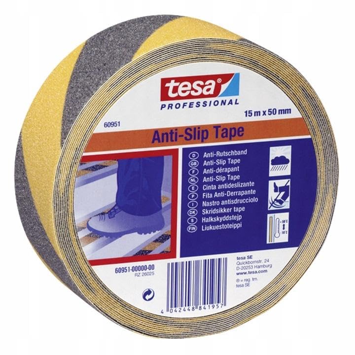 Cinta antideslizante Tesa 15 m x 50 mm amarillo y negro