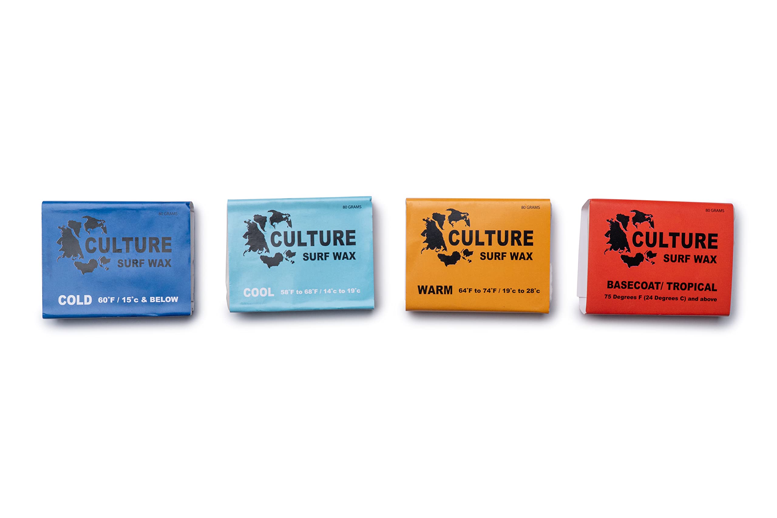 Cera para Tabla de Surf Culture Supply, Barras de 80 g, Paquetes de 6 y Fundas de 84 Bar, Base Tropical, cálida, fría, fría, Cera incluida,