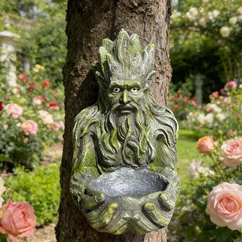 Hemoravoma The Quiet Offering Tree-Integrated Bird Feeding, Sculpture Rustic Ancient Tree-Style Feeder with Hidden Keyhole Hanger Outdoor Garden Art for Fence, Patio Landscapes Birdhouse Ornament (B)