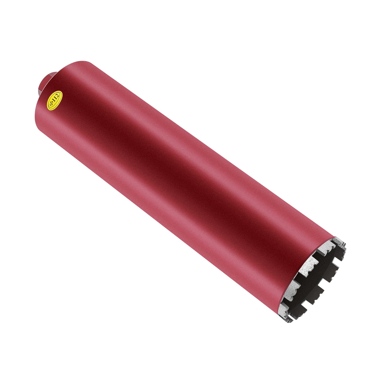112 mm Diamond Core Drill Bit Hole Cutter M22, rosso, 410 mm di profondità, denti piatti e grandi muri, spessore parete 4 mm, per calcestruzzo e muratura