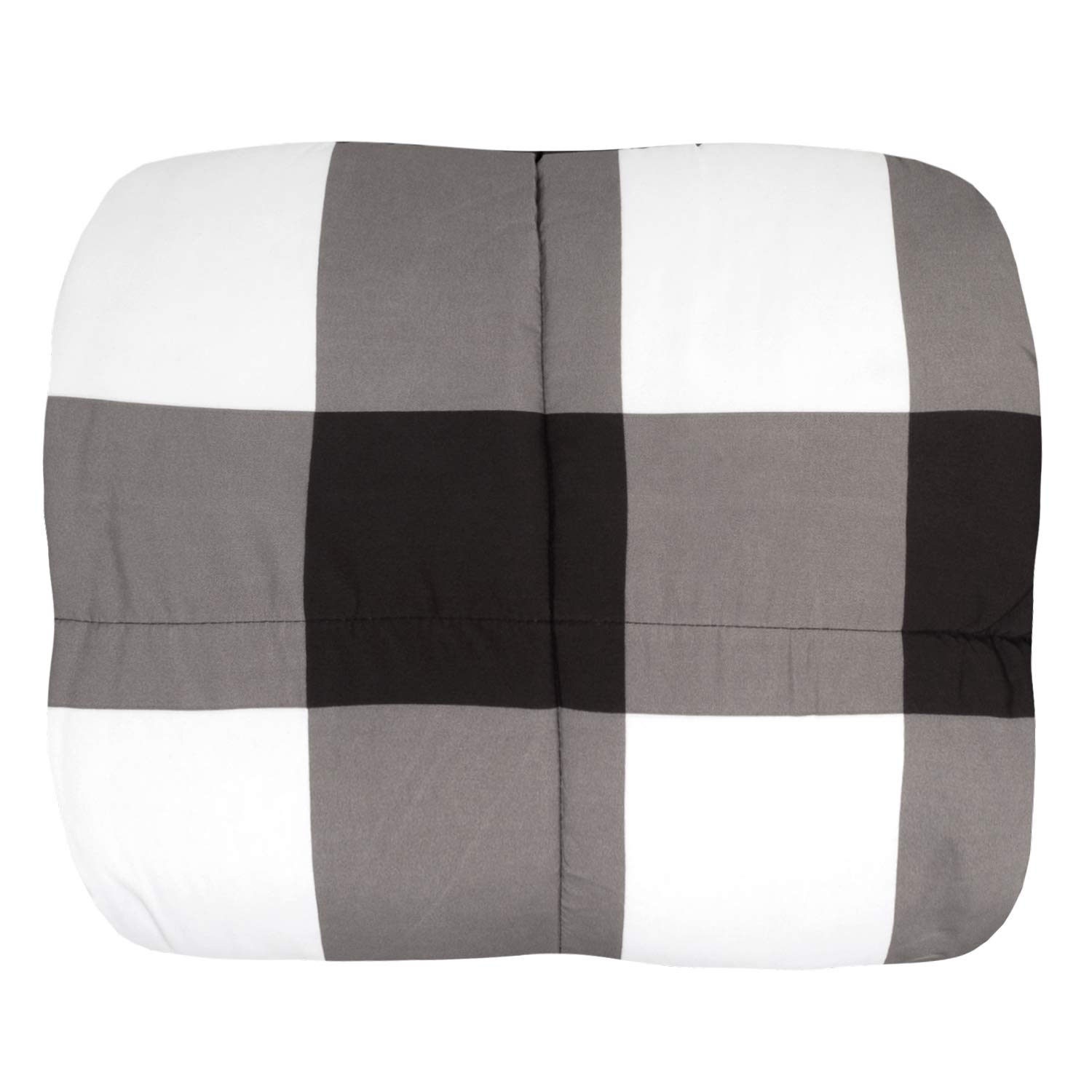 Sweet Home Collection Set copripiumino da 7 pezzi in tinta unita per tutte le stagioni, morbida coperta alternativa e lussuose lenzuola in microfibra, pieno, plaid di bufalo nero/bianco/nero