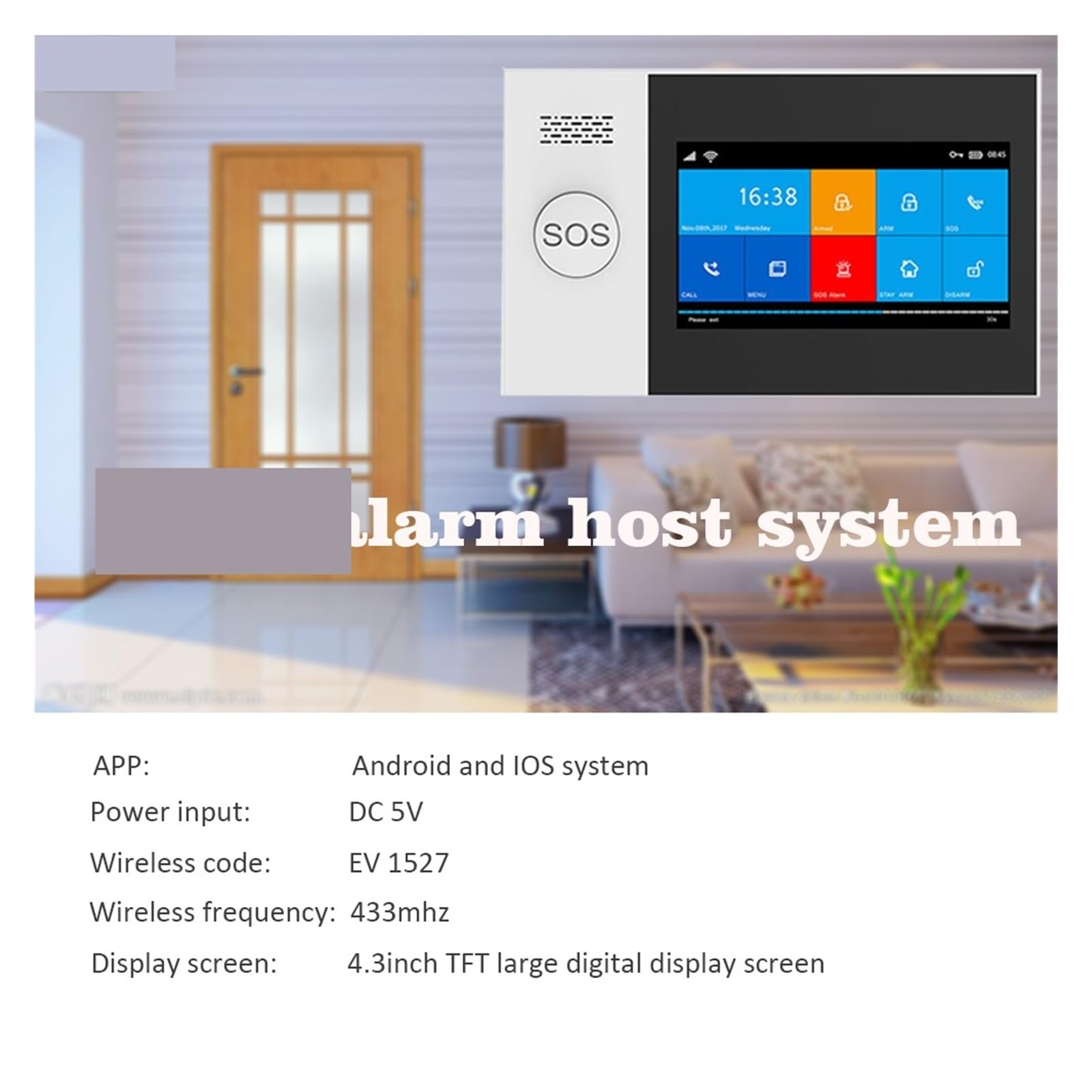 Sistema di Allarme di Sicurezza Domestica, Smart Alarm e gsm di Sicurezza Allarme Domestico Intelligente Full Touch da 4,3 Pollici con Mini Sirena Interna Wireless
