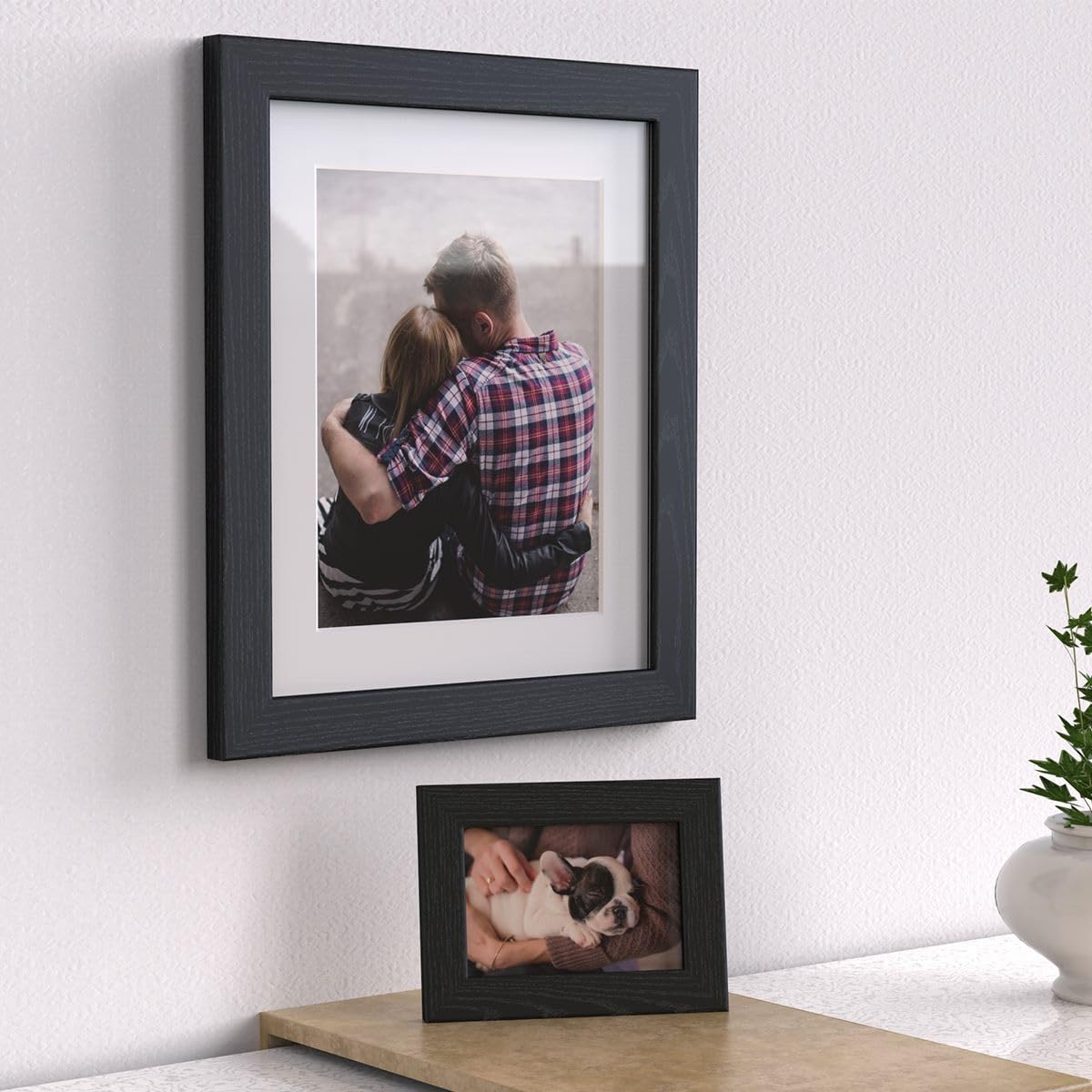 Photo Frames With White Mounts Black White Oak Silver Picture Frame Multi Sizes, 12x10" for 10x8" image, Black