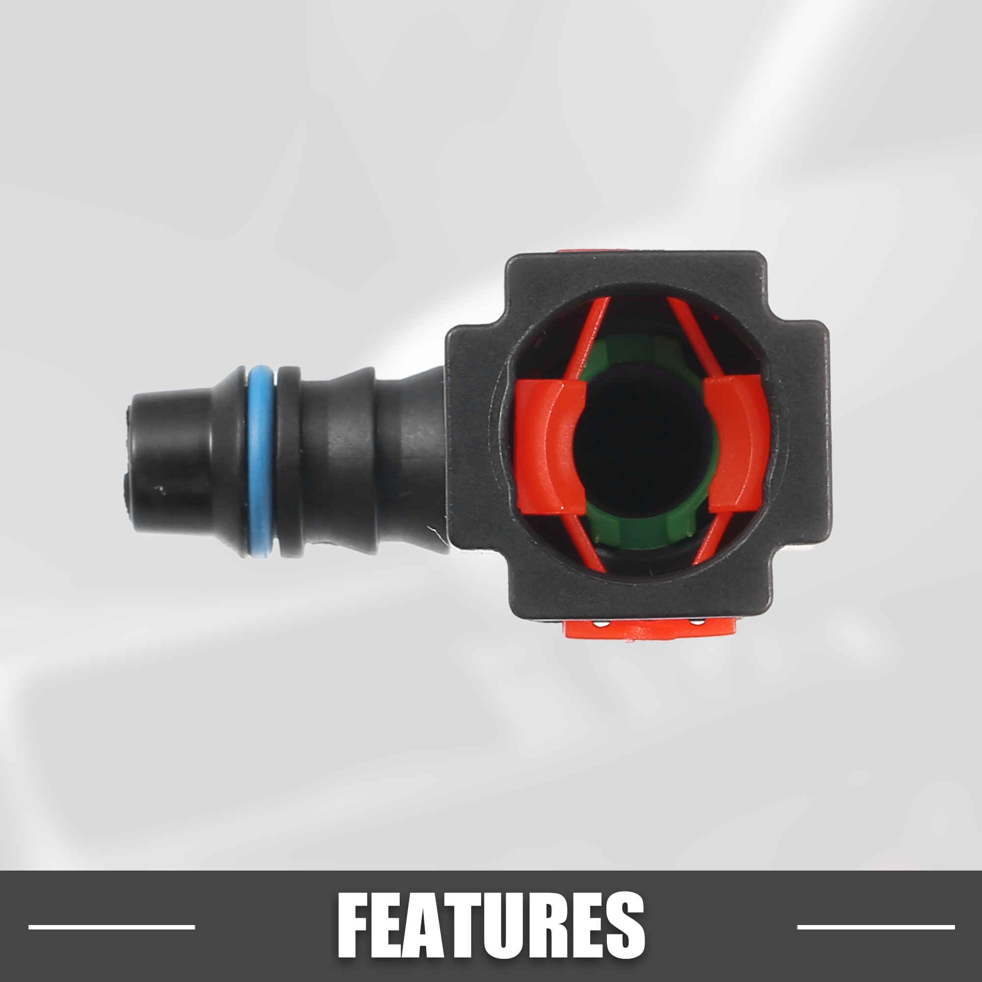 A ABSOPRO Connettore rapido per tubo del carburante per auto a 90 gradi da 5/16" 7,89mm SAE a tubo da 5/16" 8mm Scollega il tubo in plastica rosso (Set di 2).