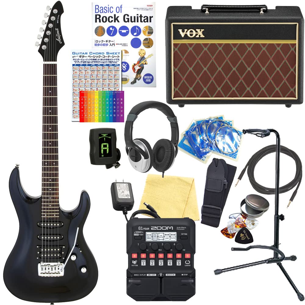 Amazon | エレキギター 初心者セット AriaProII MAC-STD MBK VOX
