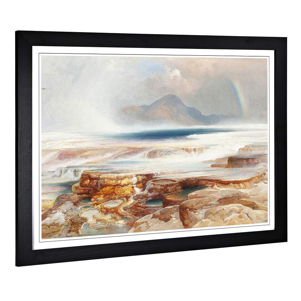 Big Box Art Framed Print of Thomas Moran Hot Springs of The Yellowstone Design | Wall Art Picture | Home Decor for Kitchen, Living Room, Bedroom, Hallway, Black, A2 / 24.5x18 Inch / 62x45cm