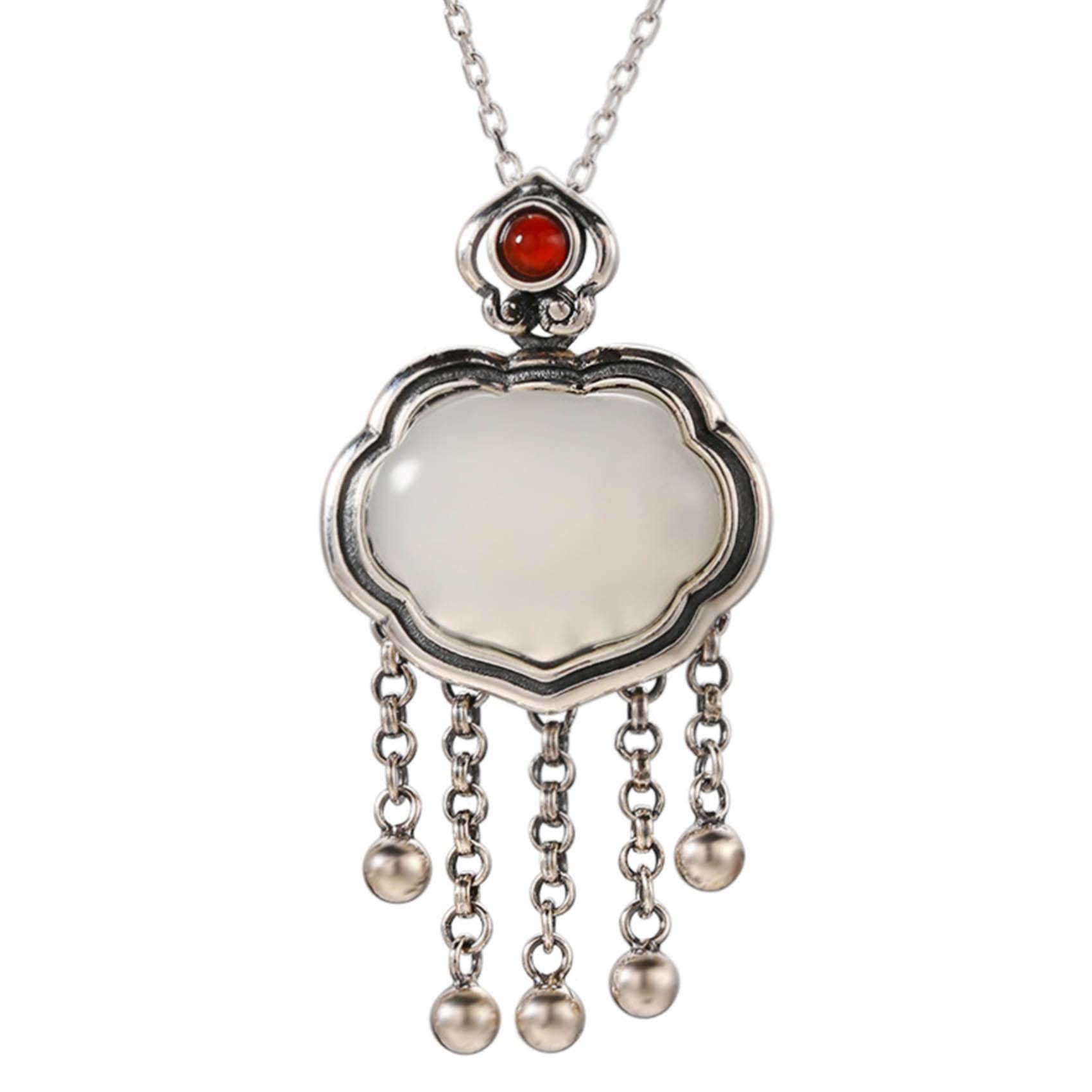 collar de jade verde, Collar Feng Shui Collar de plata de ley for mujer Hetian Jade Ruyi Charm Colgante Collar Jade Amuleto Buena Suerte Riqueza Plata Borla Collar Gargantilla Meditación Joyería 2022