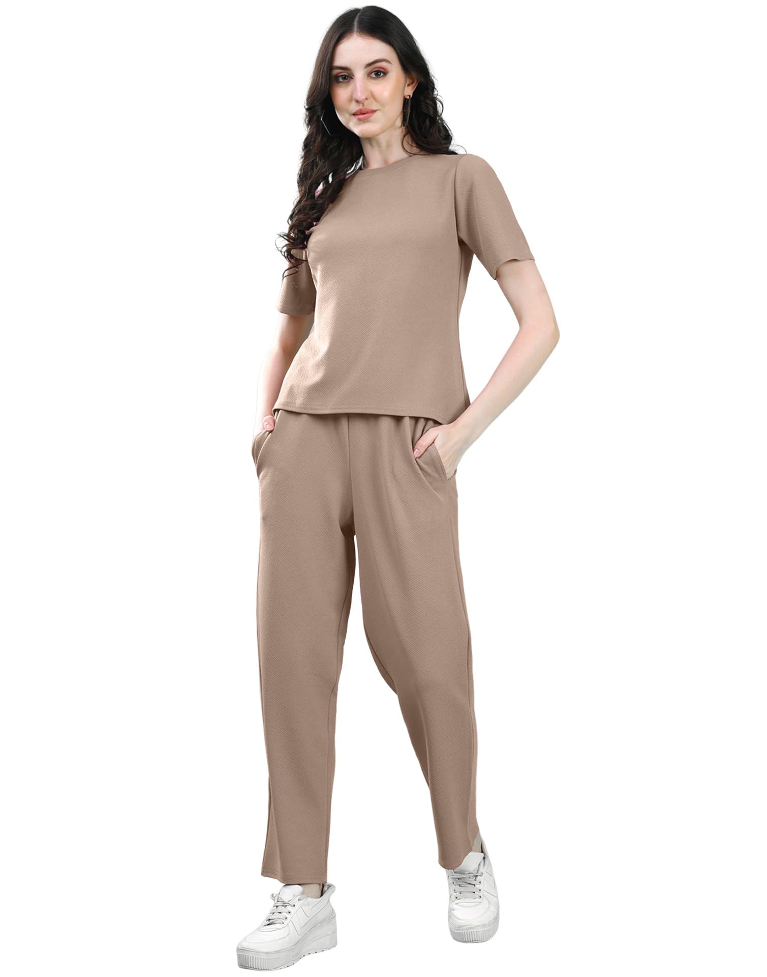 SIRIL Women's Lycra Solid Co-Ord Set-image-31
