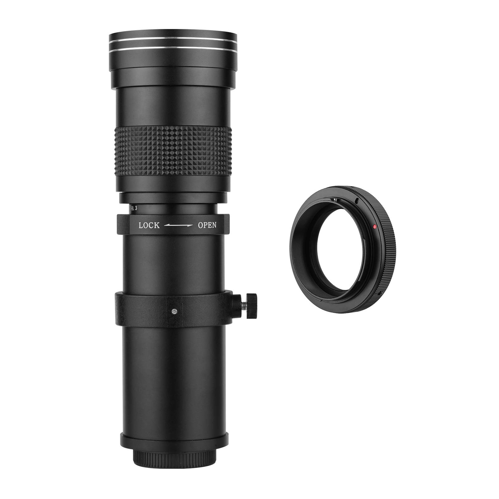 Andoer Aparat MF Super Teleobiektyw Zoom F/8.3-16 420-800 mm T uchwyt z pierścieniem adaptera uniwersalny gwint 1/4 zamiennik do aparatów Canon EF-Mount EOS 80D 77D 70D 60D 60Da 50D 7D 6D 5D T7i T7s T6s