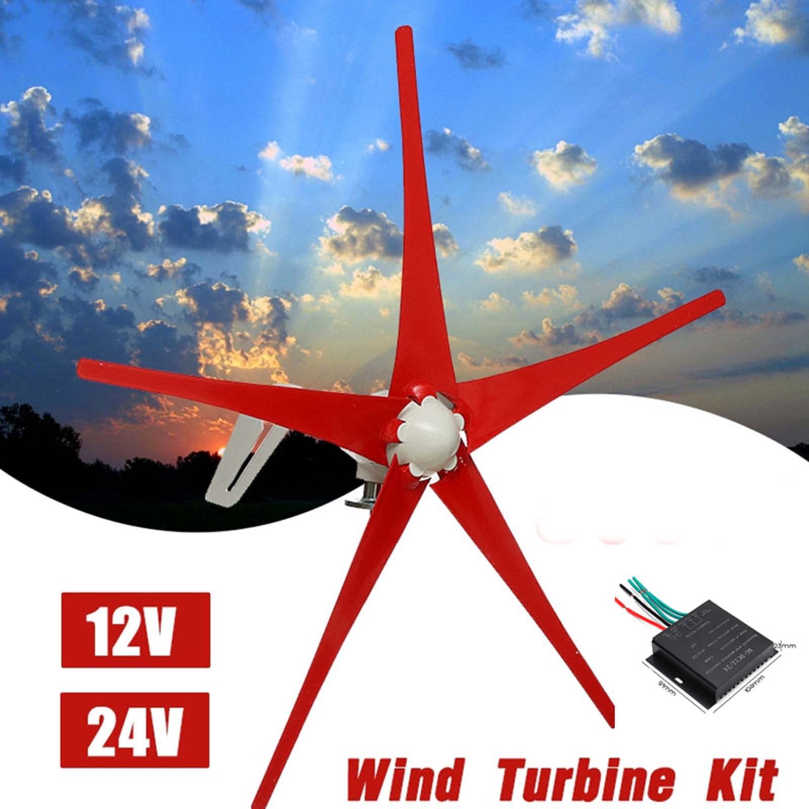 Generatore eolico a turbina eolica con 5 lame controller impermeabile per uso domestico trifase AC a magnete permanente turbina eolica rossa 800 W 12 V 24 48 V