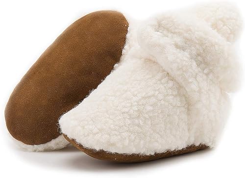 Bellocasa Botines de forro polar para bebés, niños y niñas, pantuflas antideslizantes con agarre suave, zapatos de calcetín para recién nacidos,