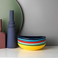 Vista 7 de Selamica Juego de 6 cuencos de porcelana para pasta de 8 pulgadas cuencos de cerámica para servir platos aptos para microondas y lavavajillas