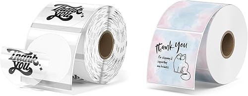 MUNBYN 500 etiquetas térmicas de acuarela y 500 etiquetas térmicas redondas transparentes de 2 pulgadas