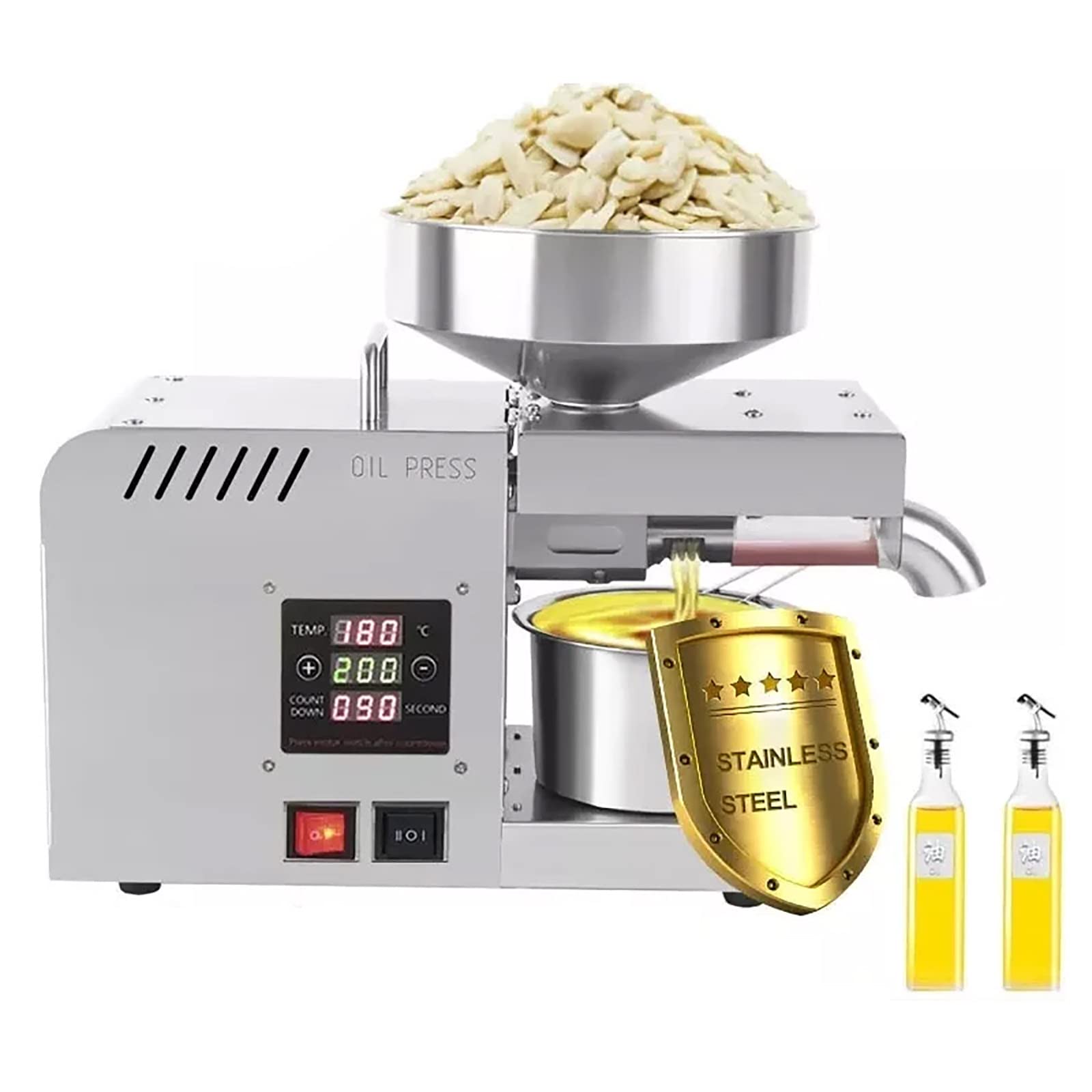 MYUYEE Oil Press Machine Automatic Oil Presser Cold Hot Press With Digital Temperature Control/Food Grade Stainless Steel, Oil Extractor For Commercial Home Use