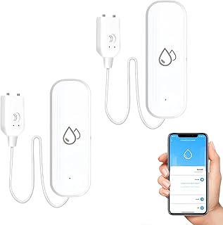 2 Stück Wassermelder WLAN, Wassermelder Wasseralarm Mit App Fernbedienung, Ip67 Wassersensor, 100 Db Lauter Leckagemelder Wasserwächter Lauter Wassersensor Für Küchen, Keller, Badezimmer