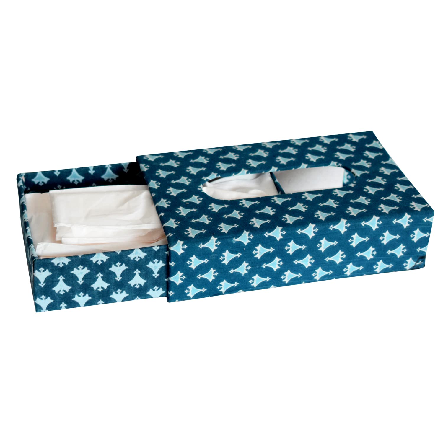 Stylish Buti Print Tissue Box - Blue -3