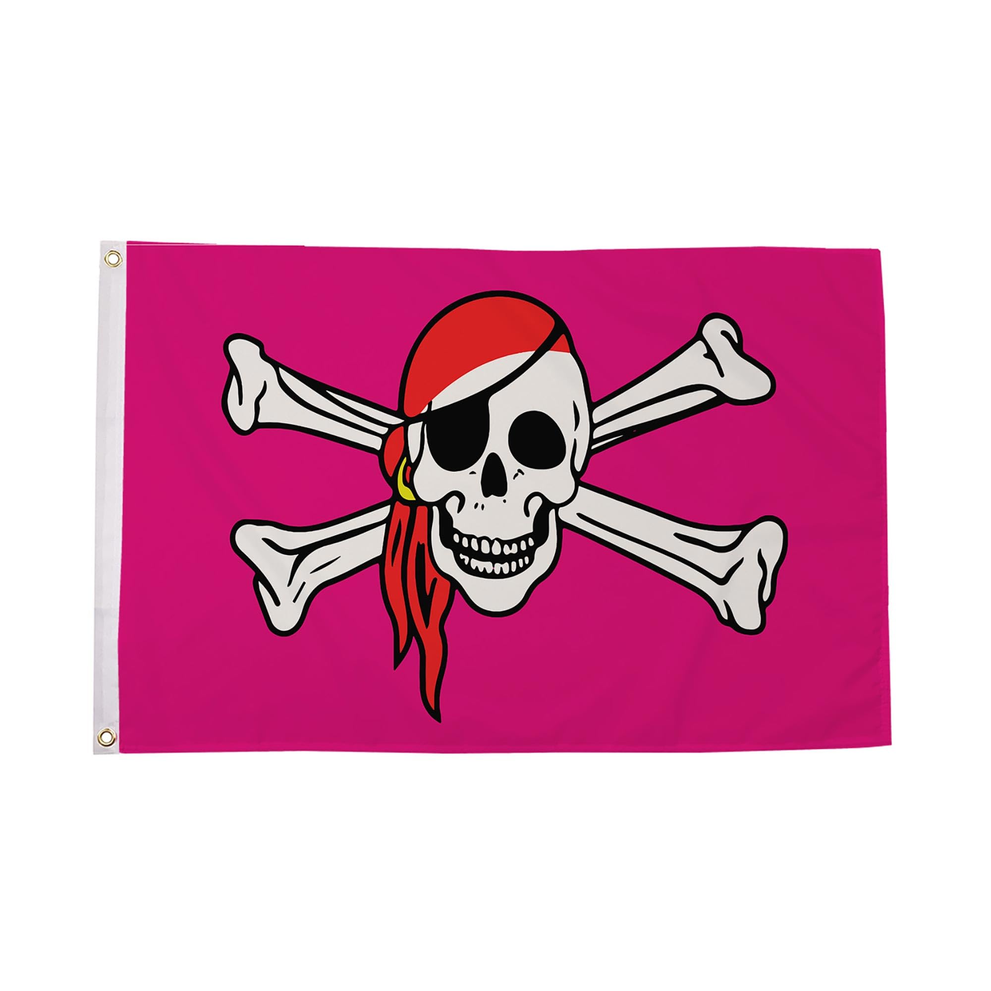 Flagtex Pink Pirate Flag 3ft x 2ft Small Flag 90cm x 60cm | Premium Woven Polyester with Brass Eyelets | Indoor Outdoor Garden Decoration | Jolly Roger Girls Party Themed Decoration Banner