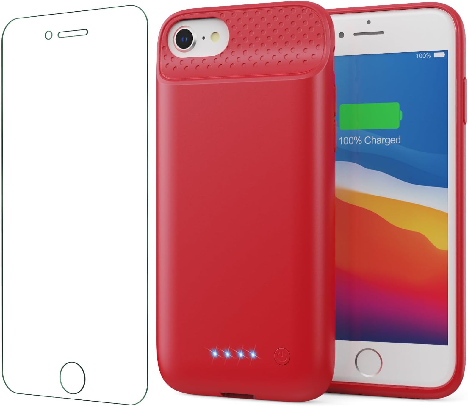 Battery Case for iPhone 8/7/6s/6/SE (2022/2020),[2025 Upgraded] 7000mAh Ultra-Slim Portable Extended Charger Cover for iPhone 8/7/6s/6/SE (2022/2020) Charging Case (4.7 Inch)-Red