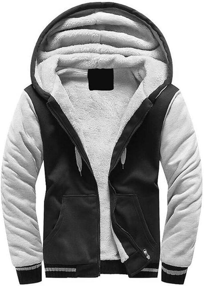 VSUSN Uomo Felpa con Cappuccio Manica Lunga Felpe con Cappuccio Vello Foderato Hoodies con Cerniera Cappotto Giacca Inverno Caldo
