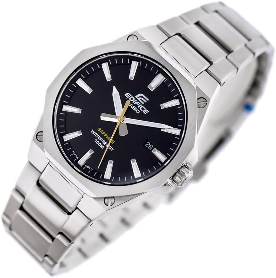 Amazon.com: Casio Edifice EFR-S108D-1AVUDF, Silver/Black, Bracelet
