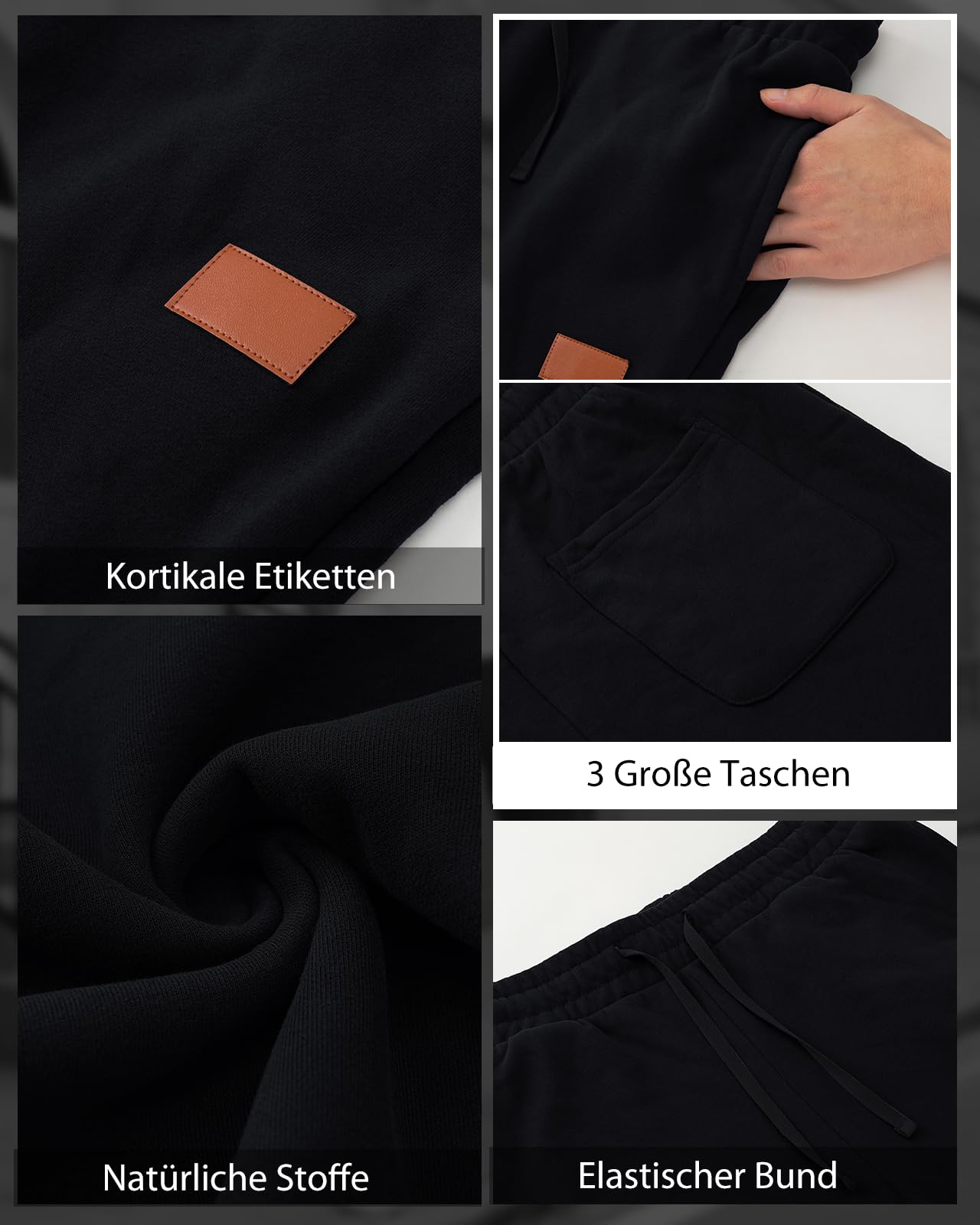 HMIYA Jogginghose Herren Baumwolle Trainingshose Sporthose Freizeithose Lang Hosen Klassische Sweathose mit Taschen Winter