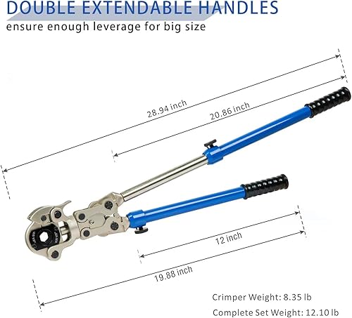 Miniatura 5 de EFIELD Herramienta de prensa de tubo de cobre con mandíbula de 1/2" 3/4" 1" para montaje de cobre de prensa y conexión de tubería de cobre con