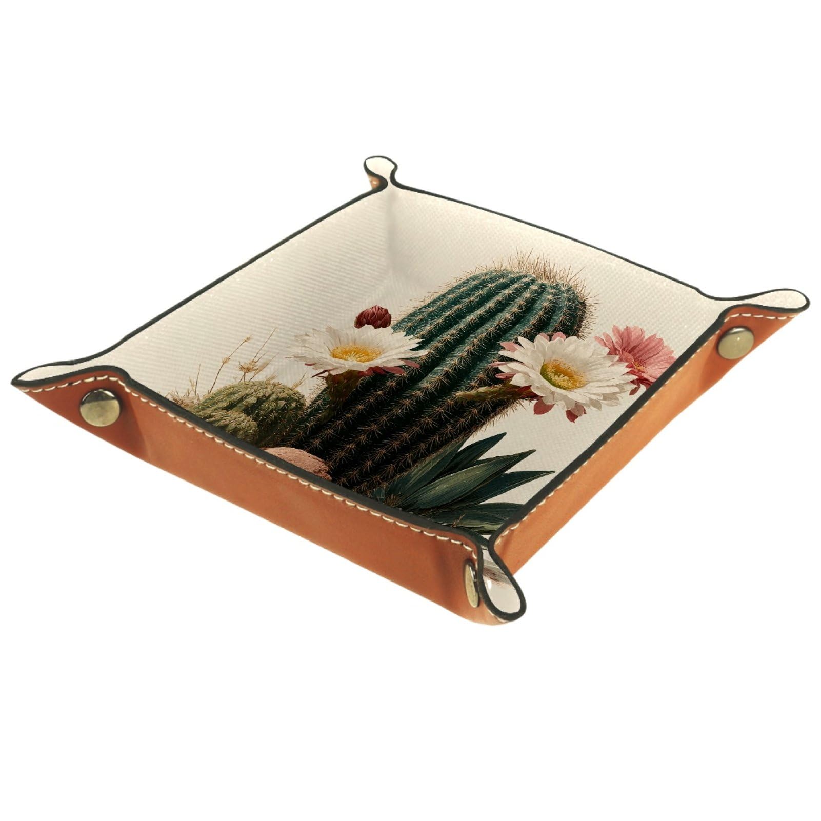 VAPOKF Cactus Flowers Dice Tray, Folding Microfiber Leather Dice Holder for Dungeons and Dragons RPG Dice Gaming D&D and Other Table Games