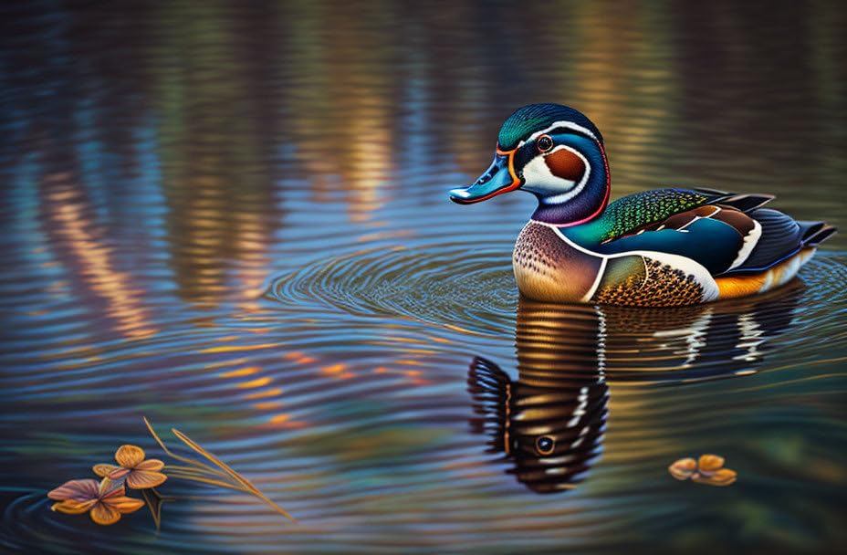 Tableau sur toile 58x90 cm de canards sur l'eau pour décoration murale