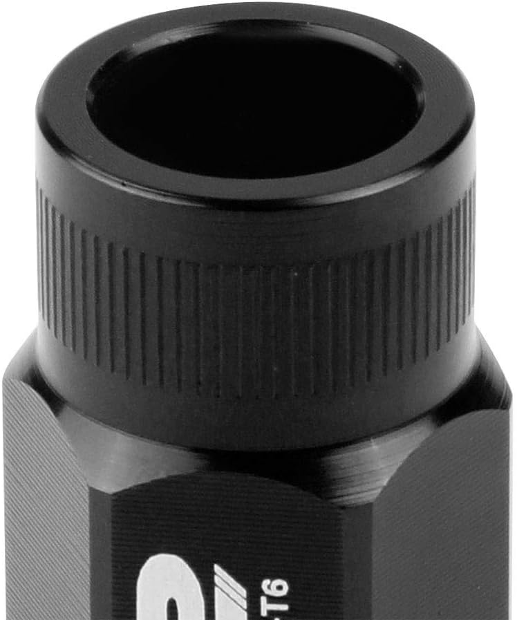 J2 Engineering T7-008 Open Knurled End Acorn Tuner Lug Nuts 20PC Set M12 x 1.25 Conical Seat (Black Anodized 7075 Forged Aluminum)