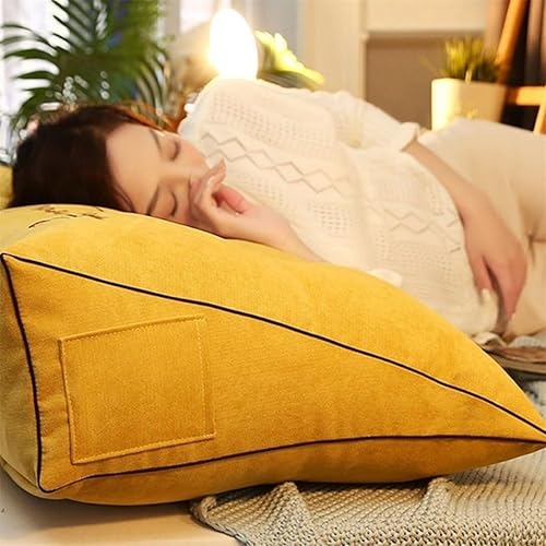 Miniatura 4 de Almohada triangular para la cabeza de cama, cojín grande de espaldacojín de cabecero, almohada de cuña reclinable con funda extraíble (color blanco