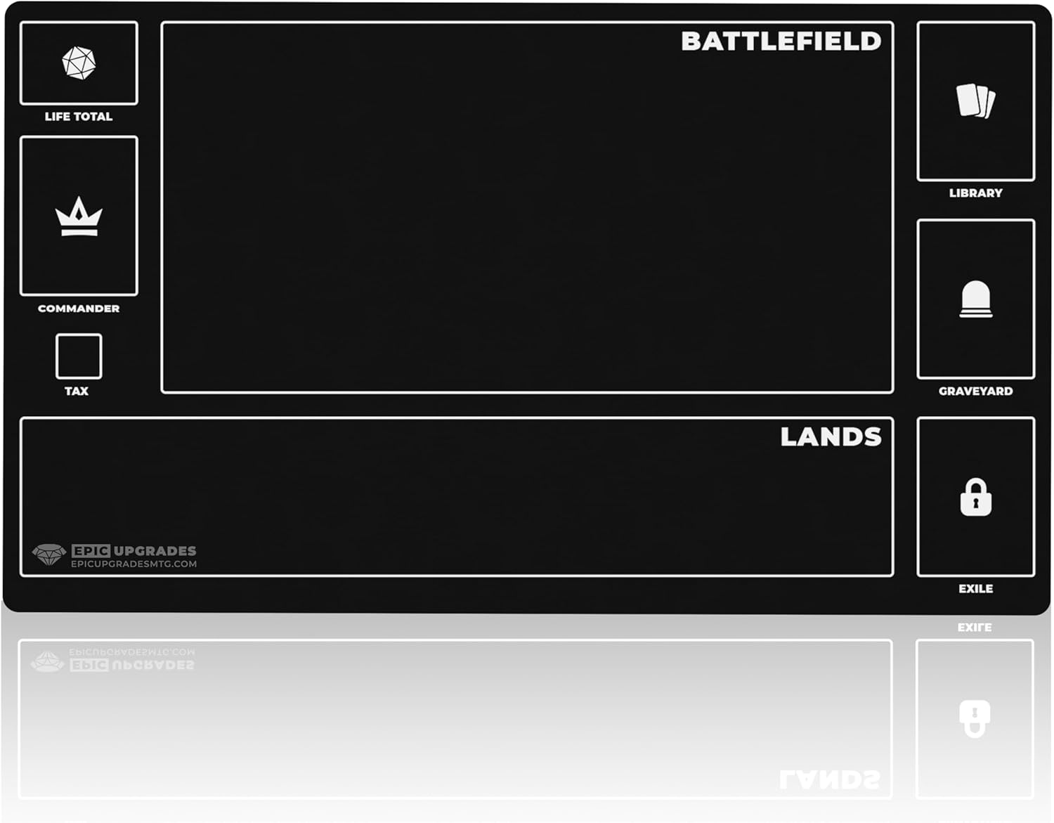 MTG Playmat for Commander with Zones Minimalist Play Mat for EDH Card Mat Accessories for MTG Gifts for Beginner Commander - 7 Colors Available (Black)