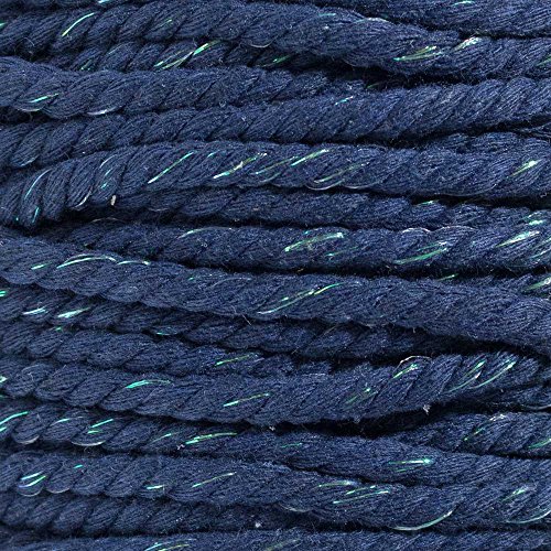 Super Soft 3 Strand Twisted Cotton Rope (Navy Glitter, 1/4 Inch x 10 Feet)