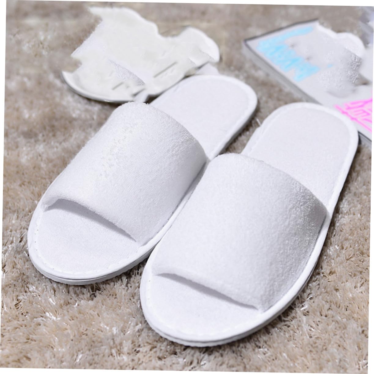 Pantofole Monouso Bianco per Hotel e Viaggio, 10 Paia di Ciabatte Comode Suola Elastiche per Ospiti, Scarpe Aperte Antiscivolo
