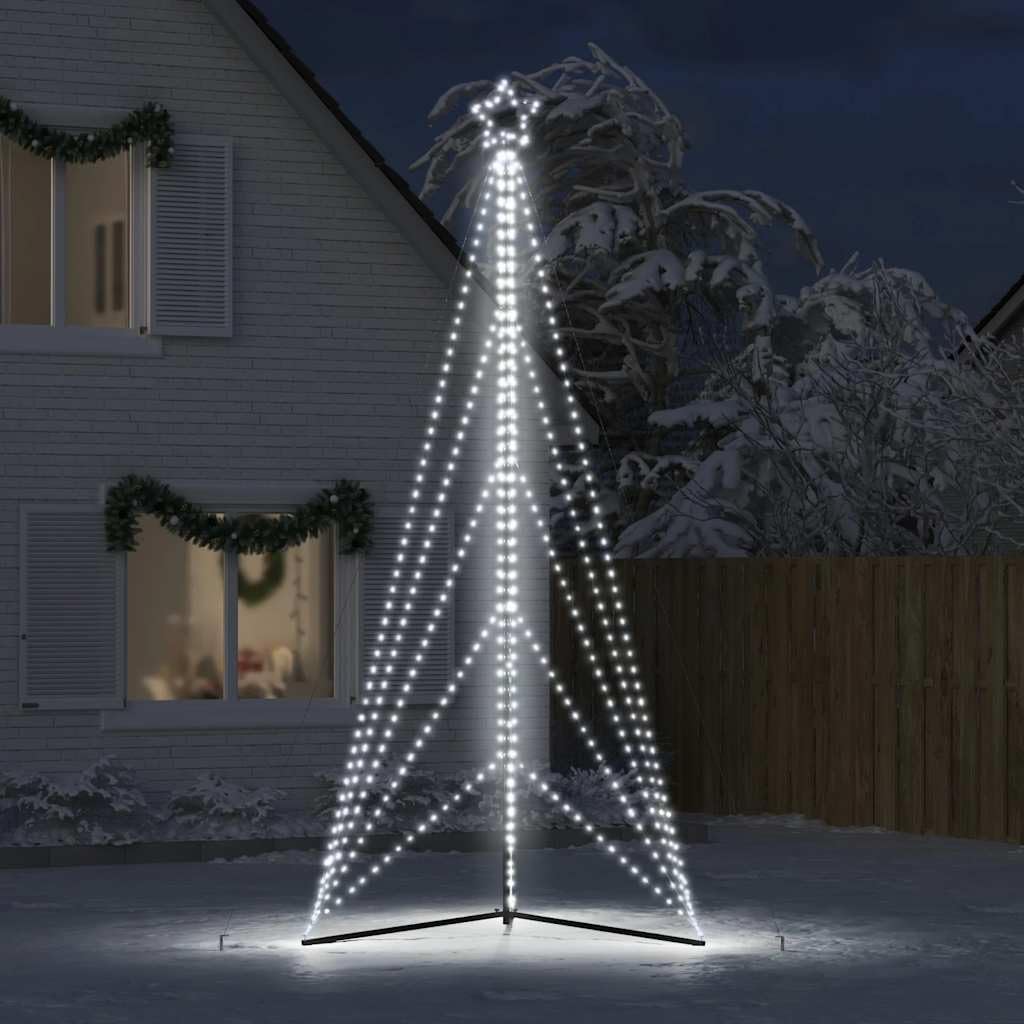 Choinka LED zimna biel, wysokość 400 cm, 615 świateł, 8 trybów, IP44, oświetlenie zewnętrzne, do ogrodu, na taras, święta