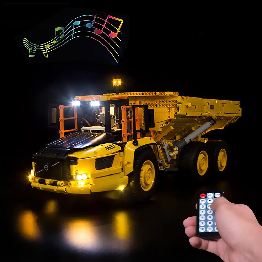LODIY Light Kit LED Lights with Sound Remote Control for Lego 42114 6x6 Articulated Hauler RC Truck (Not Include Model)