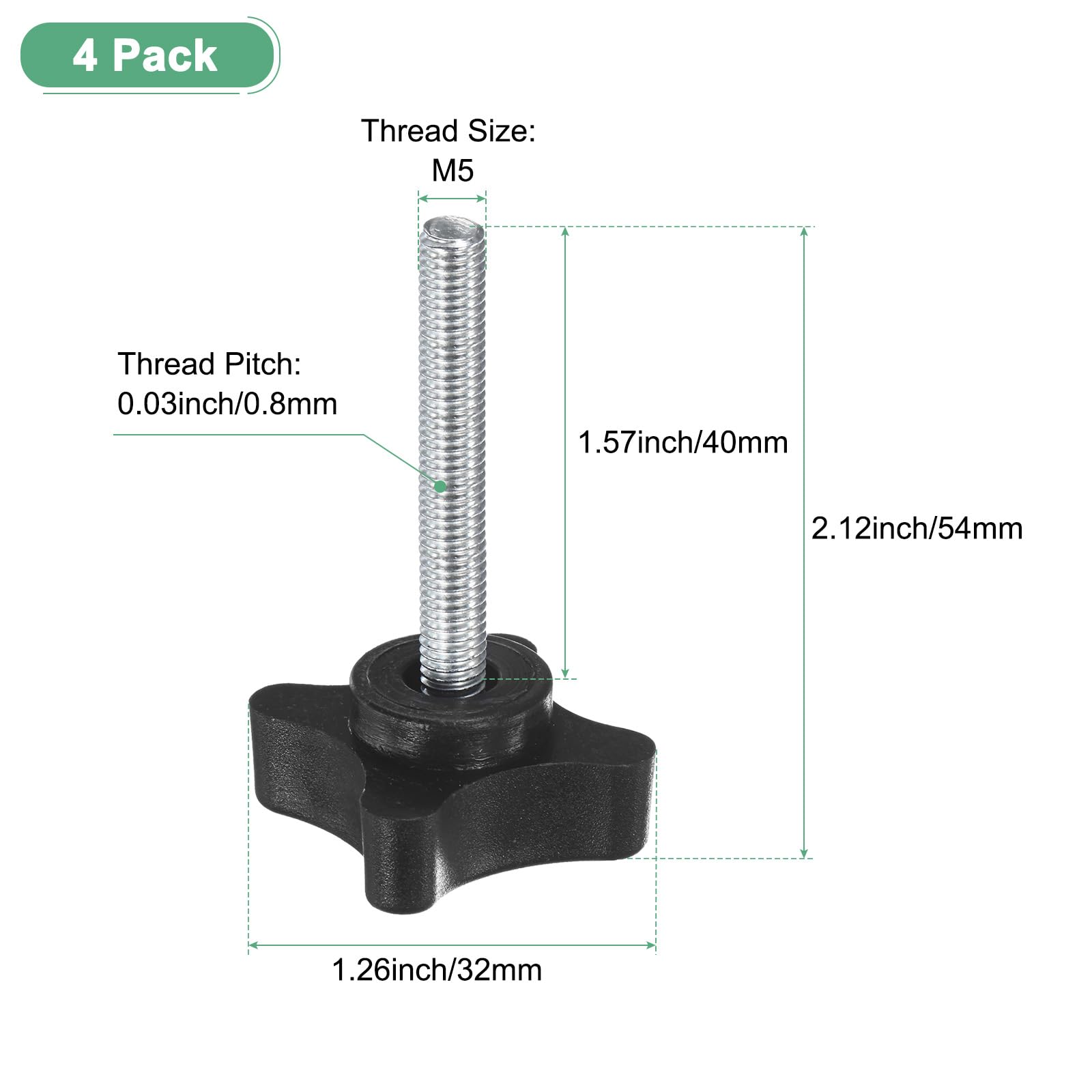M METERXITY 4-Pack Star Clamping Knobs - Image 3
