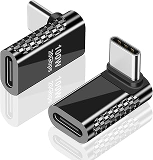 Duttek USB C Right Angle Adapter 20Gbps, USB C 90 Degree Adapter, Right Angle USB C Male to Female Adapter Extender Support PD 100W Charger for Switch, Steam Deck, Mobile Phone, Tablet etc (2 Pack)